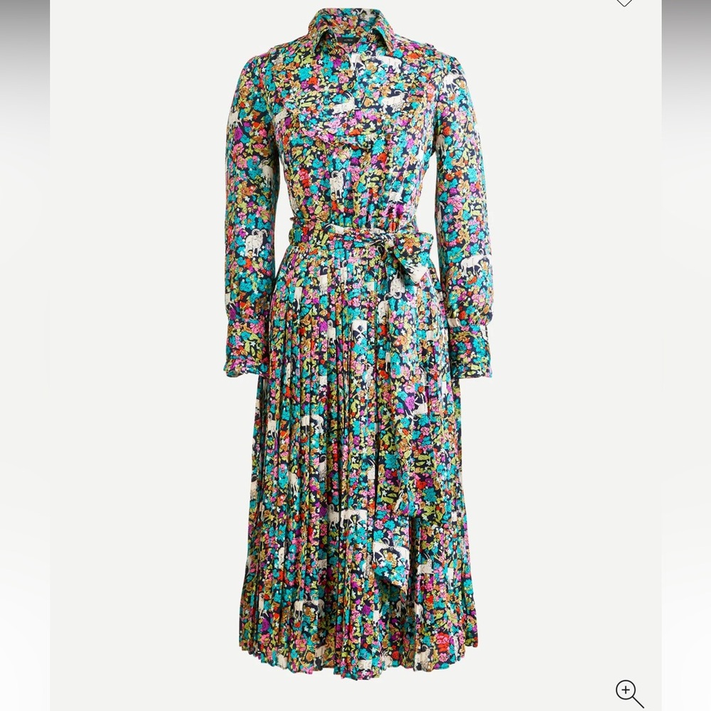 J Crew Collection Pleated midi dress in grazing goats print 🐐